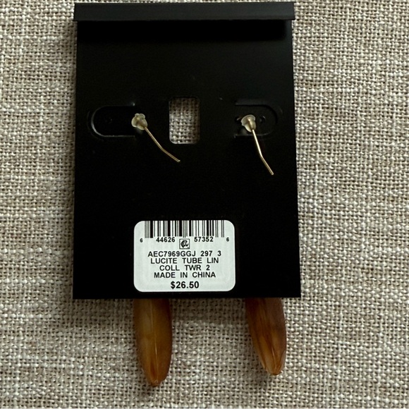 INC Costume Earrings Lucite Tube Linear Design Beaded with Touch of Sparkle NEW - Picture 3 of 3